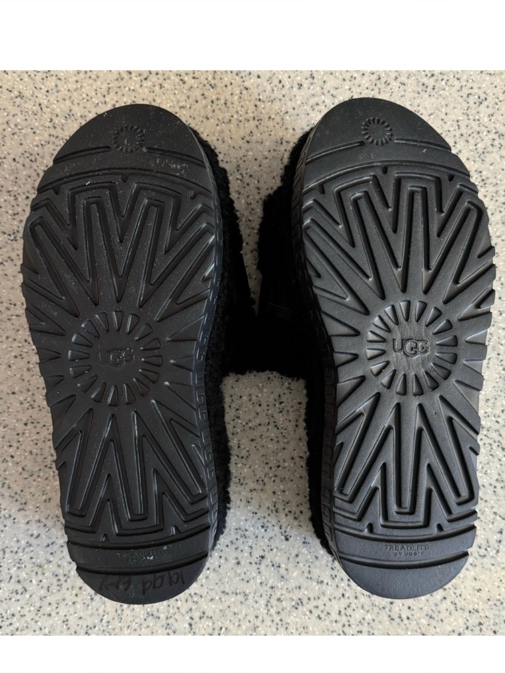 UGG Black Fluffita Flatform Curly Sherp Slide Sandals with Adjustable Buckle.9 - Picture 6 of 10